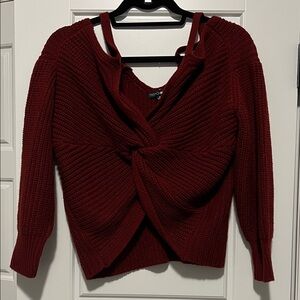 Fashion Nova Burgundy Off-the-Shoulder Sweater